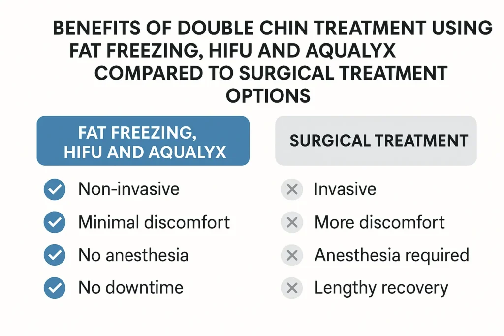 Graphic about the benefits of double chin treatment Wincanton - from LA LIPO