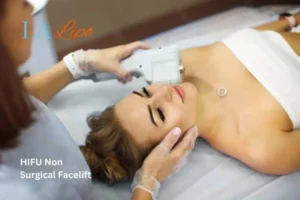 Woman having Hi-Fu to reduce wrinkles Wincanton.